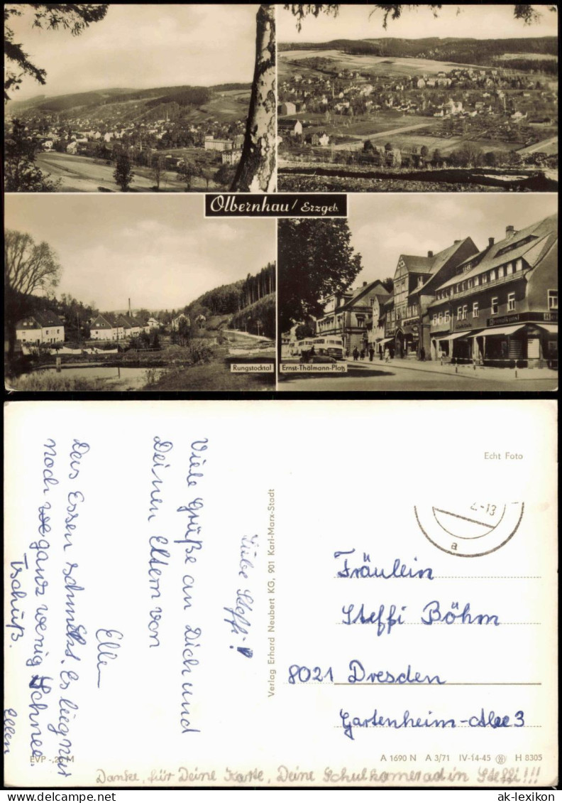 Ansichtskarte Olbernhau DDR Mehrbildkarte Mit 4 Stadtteilansichten 1971 - Olbernhau