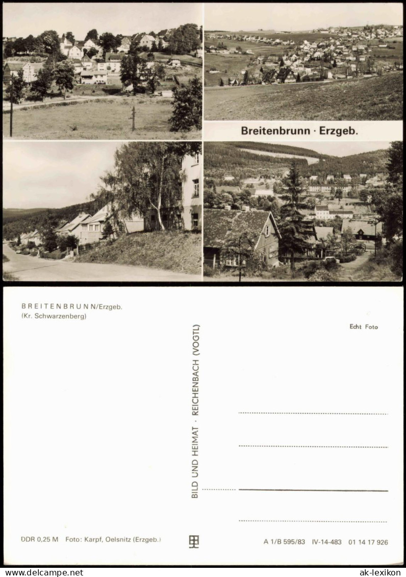 Breitenbrunn (Erzgebirge) DDR Mehrbildkarte Ortsansichten Erzgebirge 1983 - Breitenbrunn