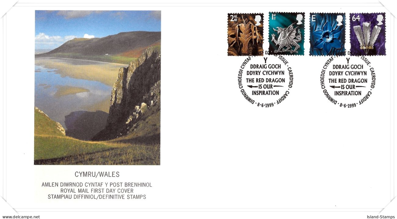 1999 FDC Wales Regional Pictorial With Cardiff Postmark (2) Unaddressed FDC Tt - 1991-00 Ediciones Decimales