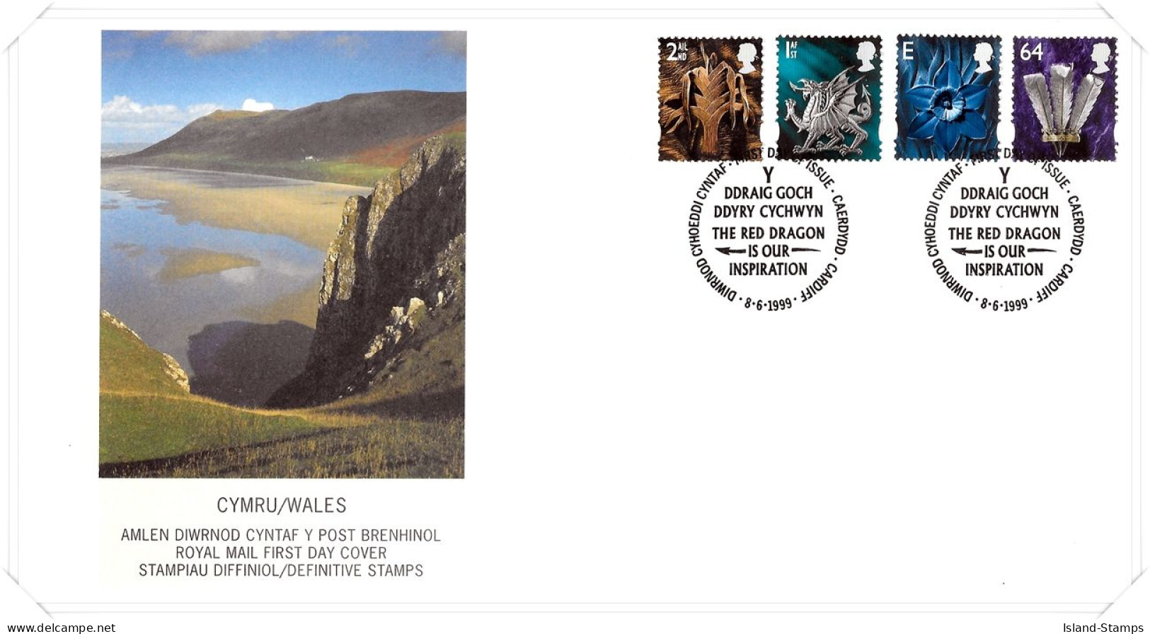 1999 FDC Wales Regional Pictorial With Cardiff Postmark Unaddressed FDC Tt - 1991-2000 Em. Décimales