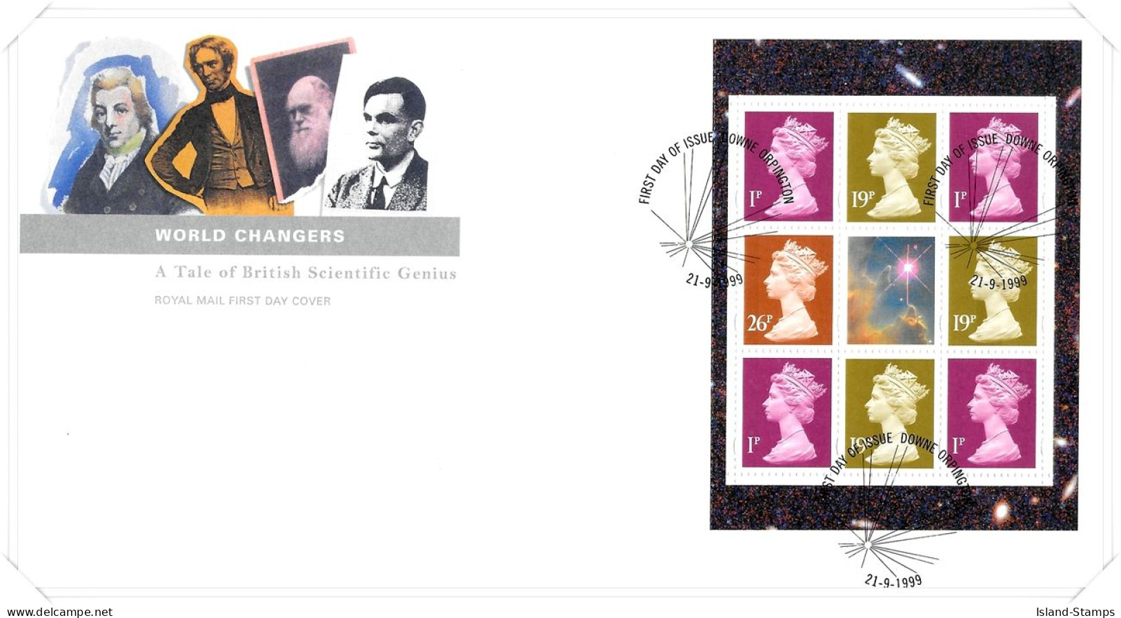 1999 GB World Changers Prestige Pane (2) Unaddressed FDC Tt - 1991-2000 Decimal Issues