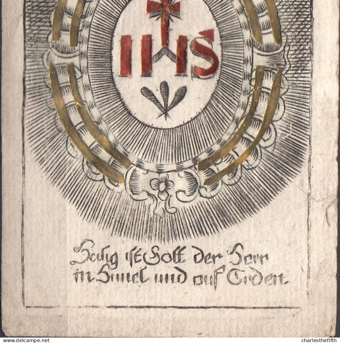 DEUTSCHES RELIGIÖSES BILD AUS DEM 18 JAHRHUNDERT MONTIERT MIT GOLD UND KUPFER - IMAGE ALLEMANDE MONTEE OR ET CUIVRE 18è - Images Religieuses