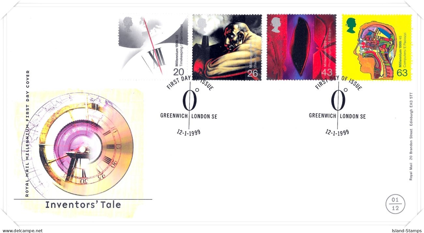 1999 Inventors Tale (2) Unaddressed FDC Tt - 1991-2000 Dezimalausgaben