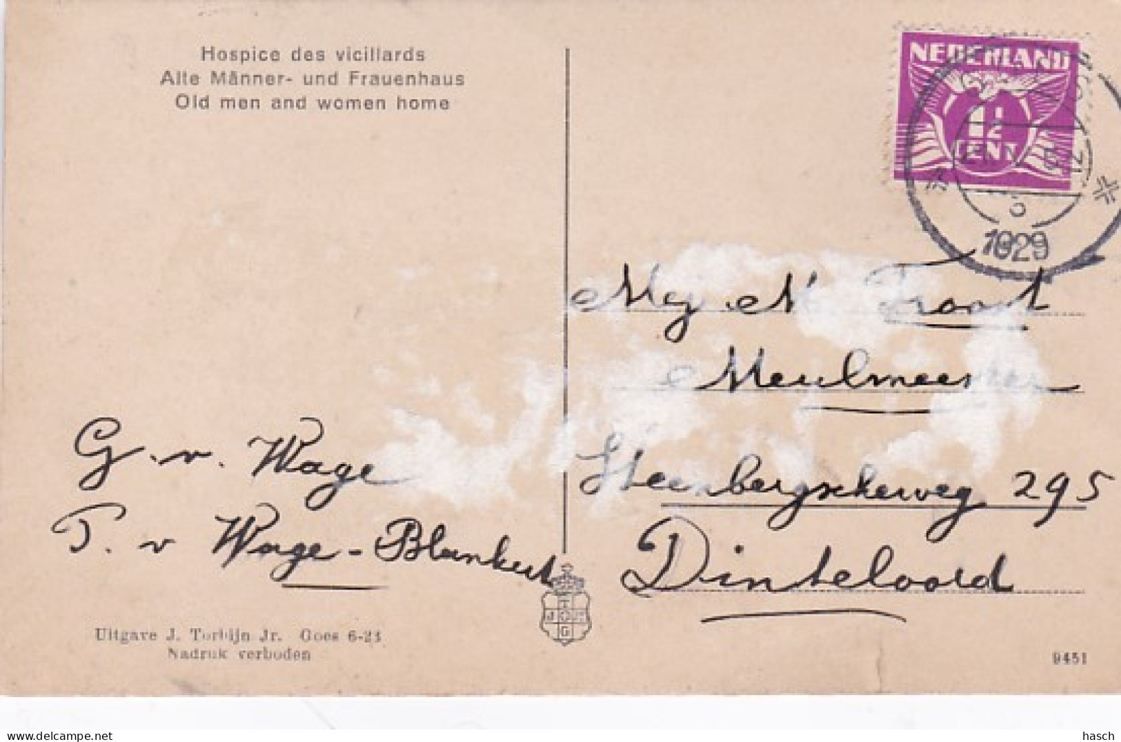 261024Goes, Oude Mannen En Vrouwenhuis - 1929(linksboven Een Klein Scheurtje, Zie Hoeken En Achterkant) - Goes