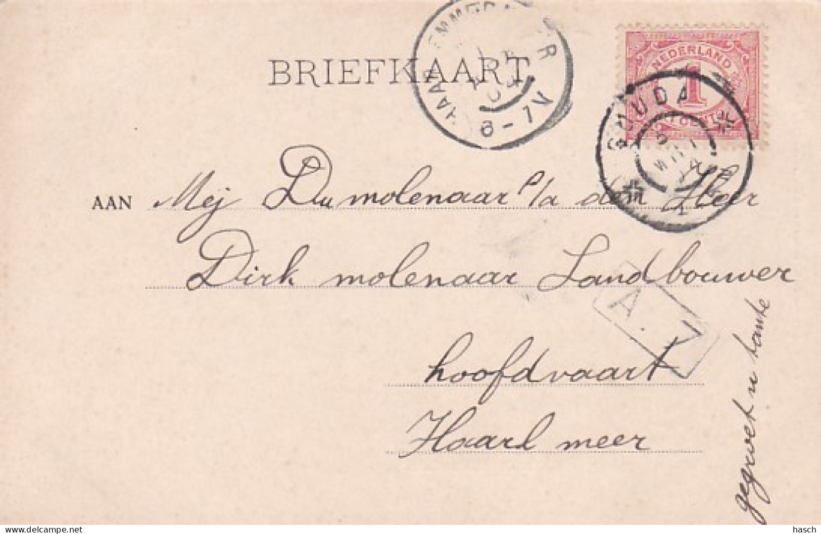 261033Gouda, Park Met Monument. (poststempel 1904) - Gouda