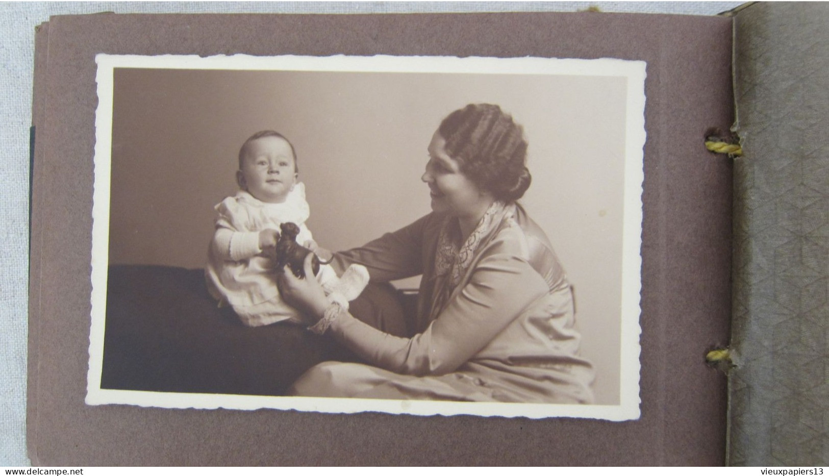 Petit album famille allemand 33 photos c.1920 jeune femme lapin poupée chiens militaire infirmières