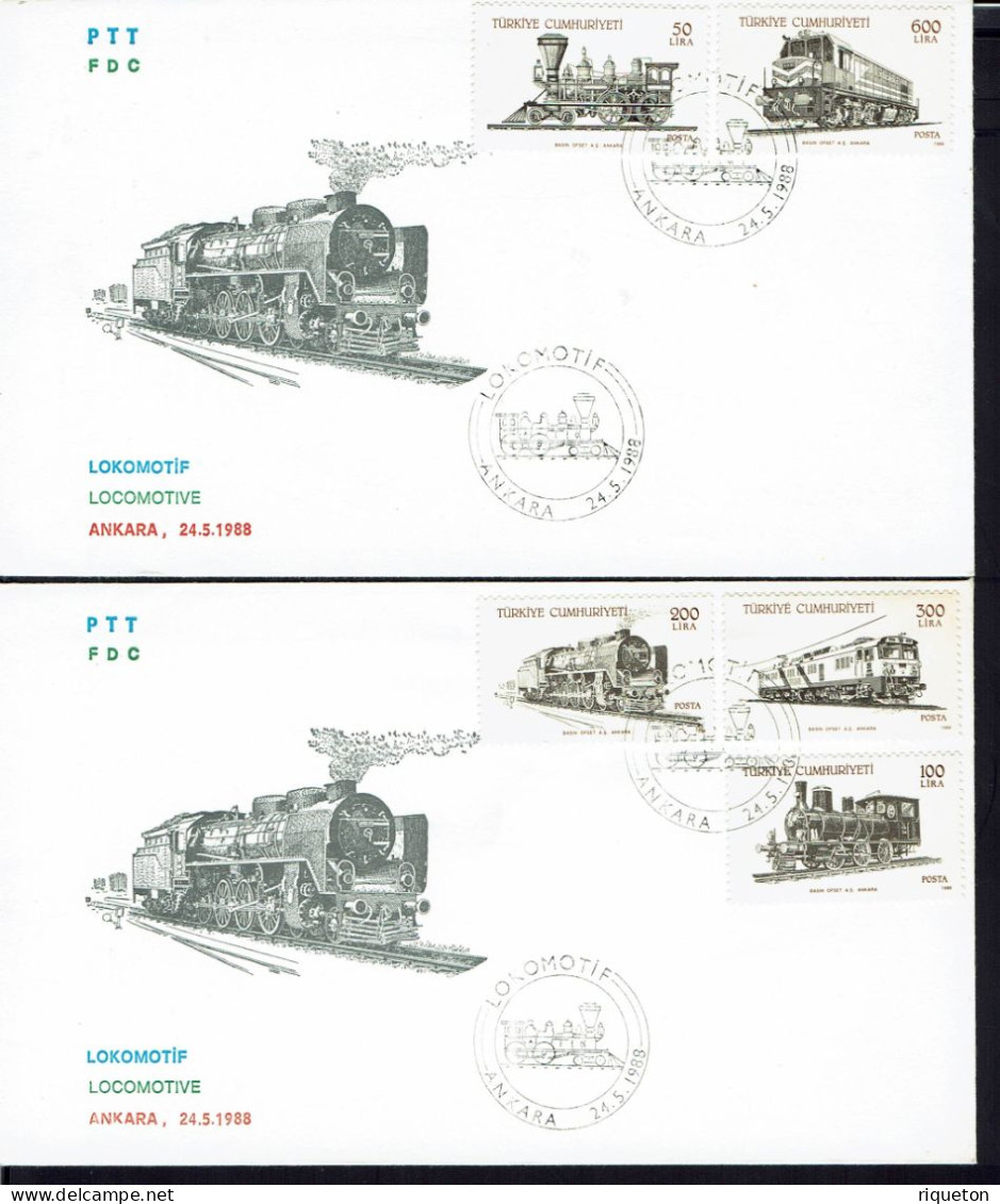 Turquie. Deux Enveloppes PTT - FDC. Locomotives. Cachets Lokomotif Ankara 24-5-1988. TB. - Cartas & Documentos