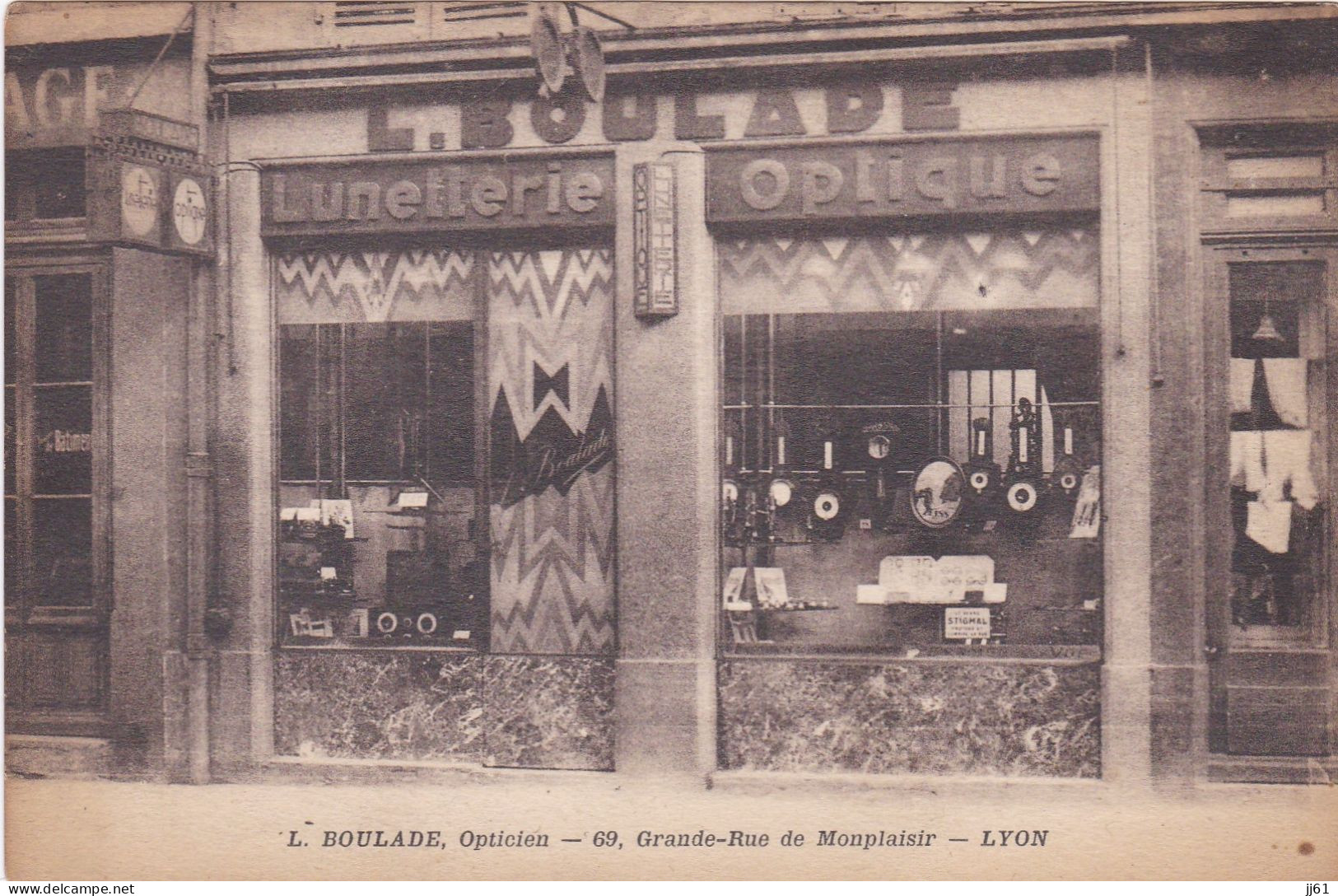 LYON 8 Eme MONTPLAISIR FACADE DE LA BOUTIQUE L BOULADE OPTICIEN 69 GRANDE RUE MONTPLAISIR CARTE NEUVE ANNEE 1910 - Lyon 8