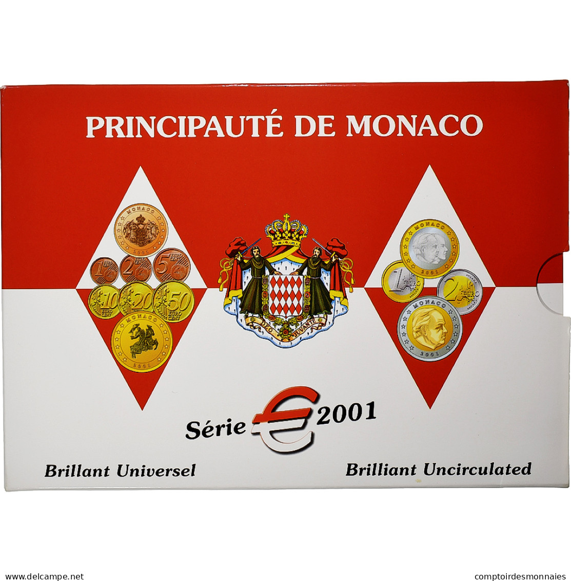 Monaco, Rainier III, Coffret 1c. à 2€, BU, 2001, MDP, FDC - Monaco