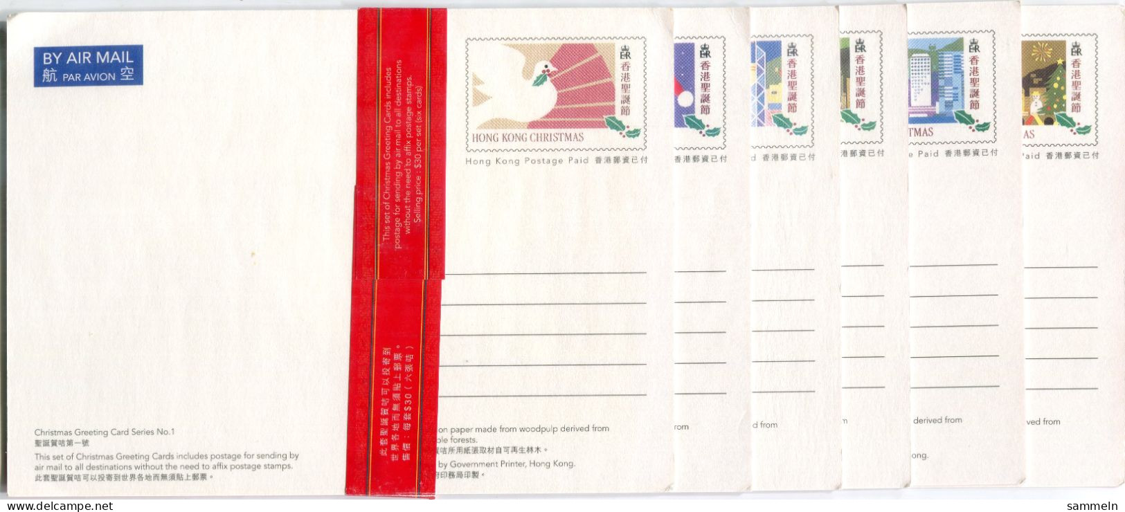 HONGKONG - 6 Ganzsachen "Christmas Greetings No,1" - HONG KONG - Postal Stationery