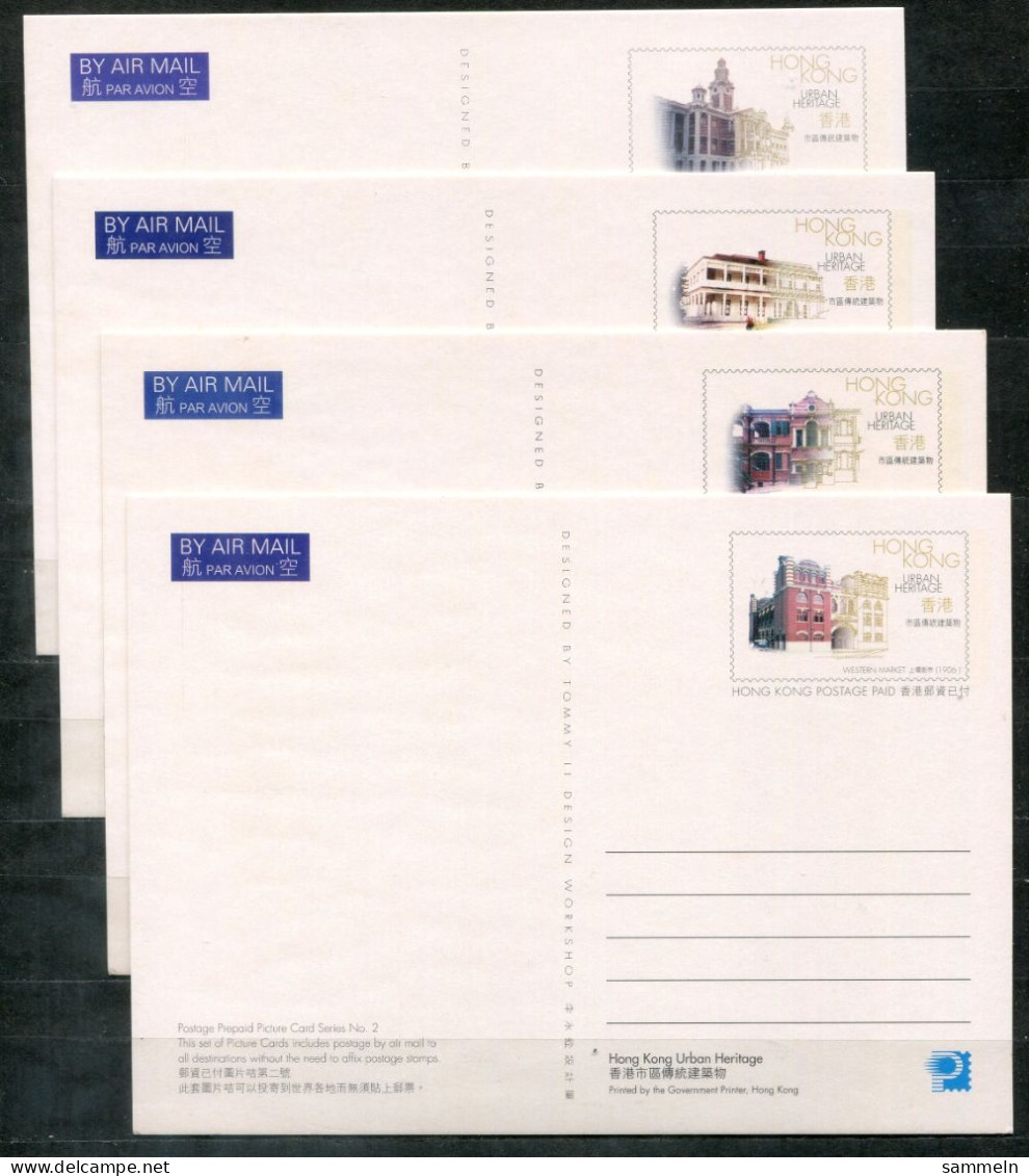 HONGKONG - 4 Ganzsachen "Postage Prepaid Picture Card Series No.2" - HONG KONG - Postal Stationery