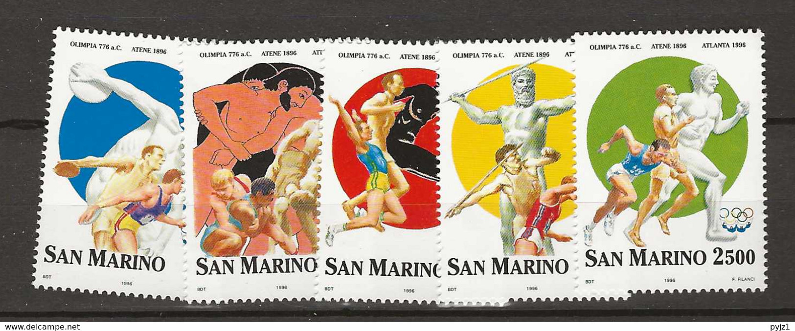 1996 MNH San Marino, Mi 1640-44 Postfris** - Nuovi