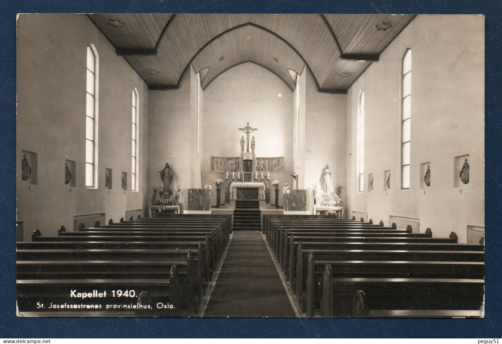 Norvège. Oslo. Carte-photo : Kapellet 1940. Intérieur De La Chapelle Des Soeurs De St. Joseph. 1950 - Norvegia