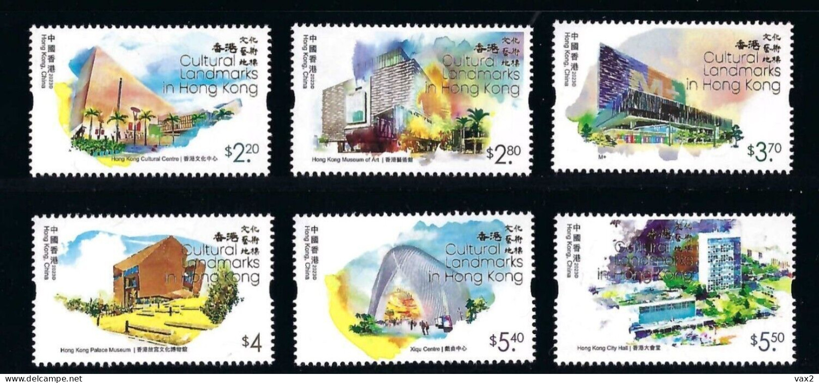 Hong Kong 2023-8 Cultural Landmarks In Hong Kong Set+M/S MNH Unusual (shape, Hot Foil Stamping) - Unused Stamps