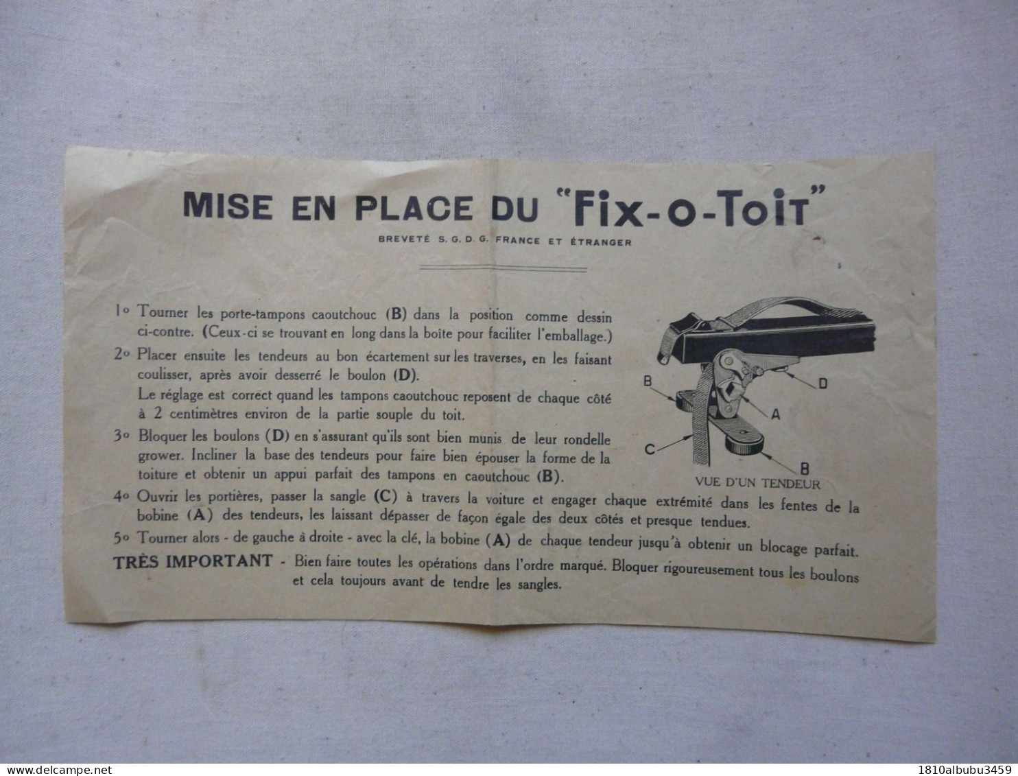 VIEUX PAPIERS - NOTICE : Mise En Place Du "FIX-O-TOIT" - Supplies And Equipment