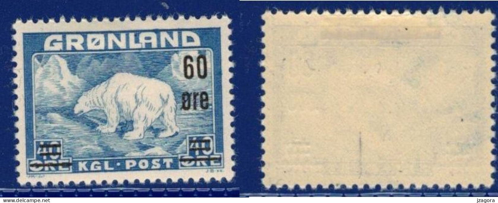 GREENLAND GRÖNLAND GROENLAND 1956 Mi 37 MH  (*) ICE BEAR EISBÄR OURS POLAIRE AUFDRUCK OVERPRINT IMPRIMER - Ongebruikt