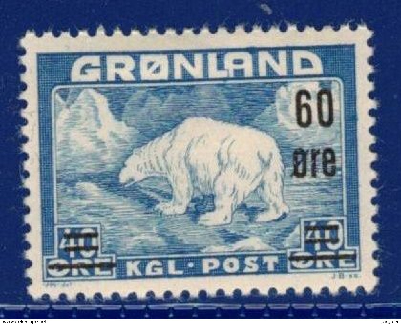 GREENLAND GRÖNLAND GROENLAND 1956 Mi 37 MH  (*) ICE BEAR EISBÄR OURS POLAIRE AUFDRUCK OVERPRINT IMPRIMER - Unused Stamps