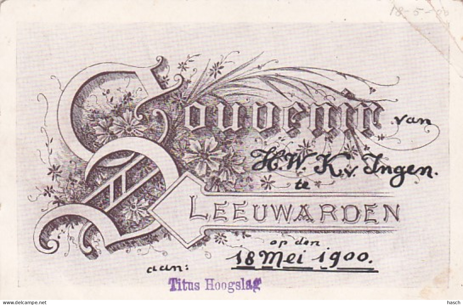 2610212Leeuwarden, Souvenir Leeuwarden 18 Mei 1900. (onderkant Afgeknipt, Vouwen Rechtsboven) - Leeuwarden