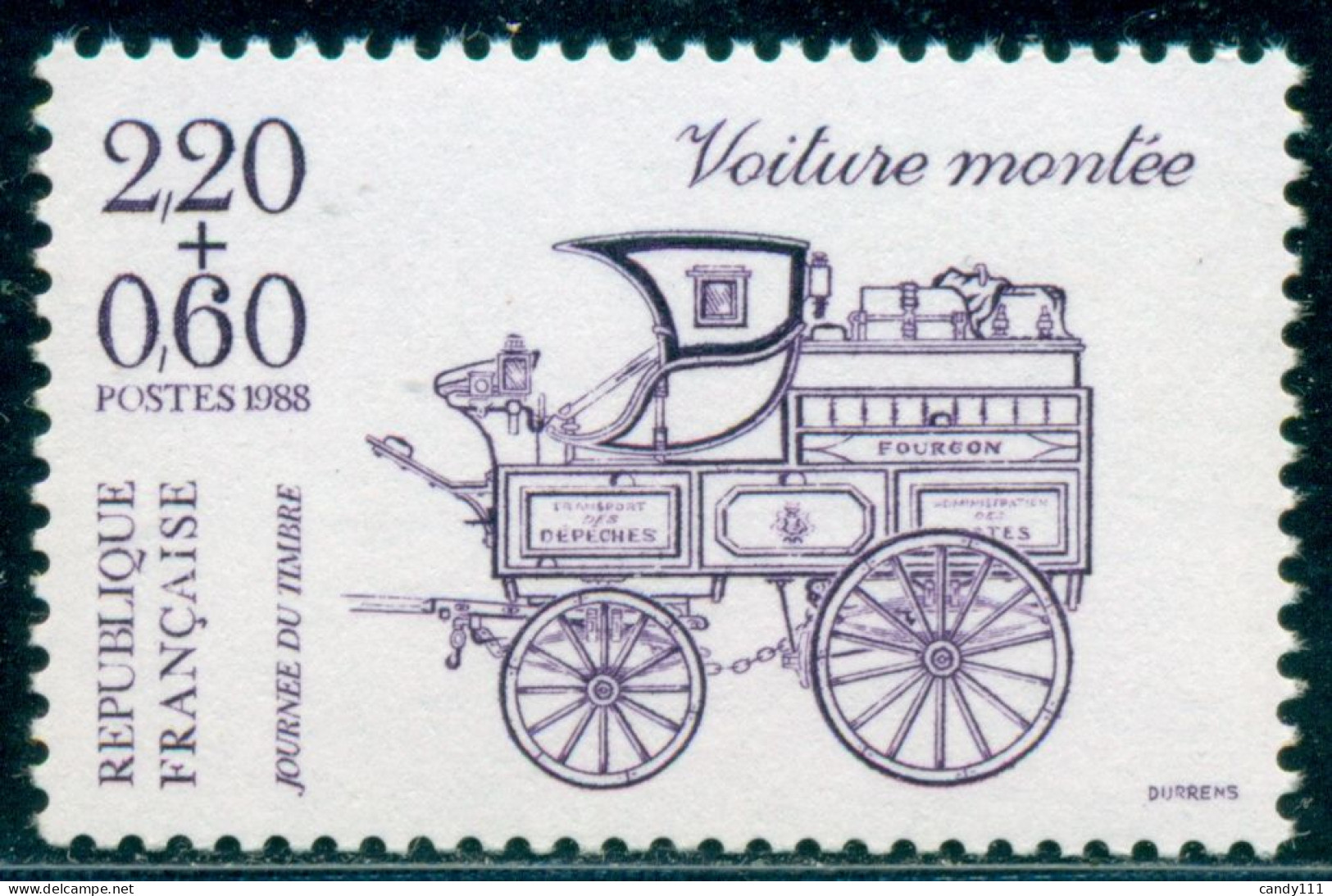 1988 Postal,Mail Coach, From Sheet,France,2662 Aa,MNH - Diligenze