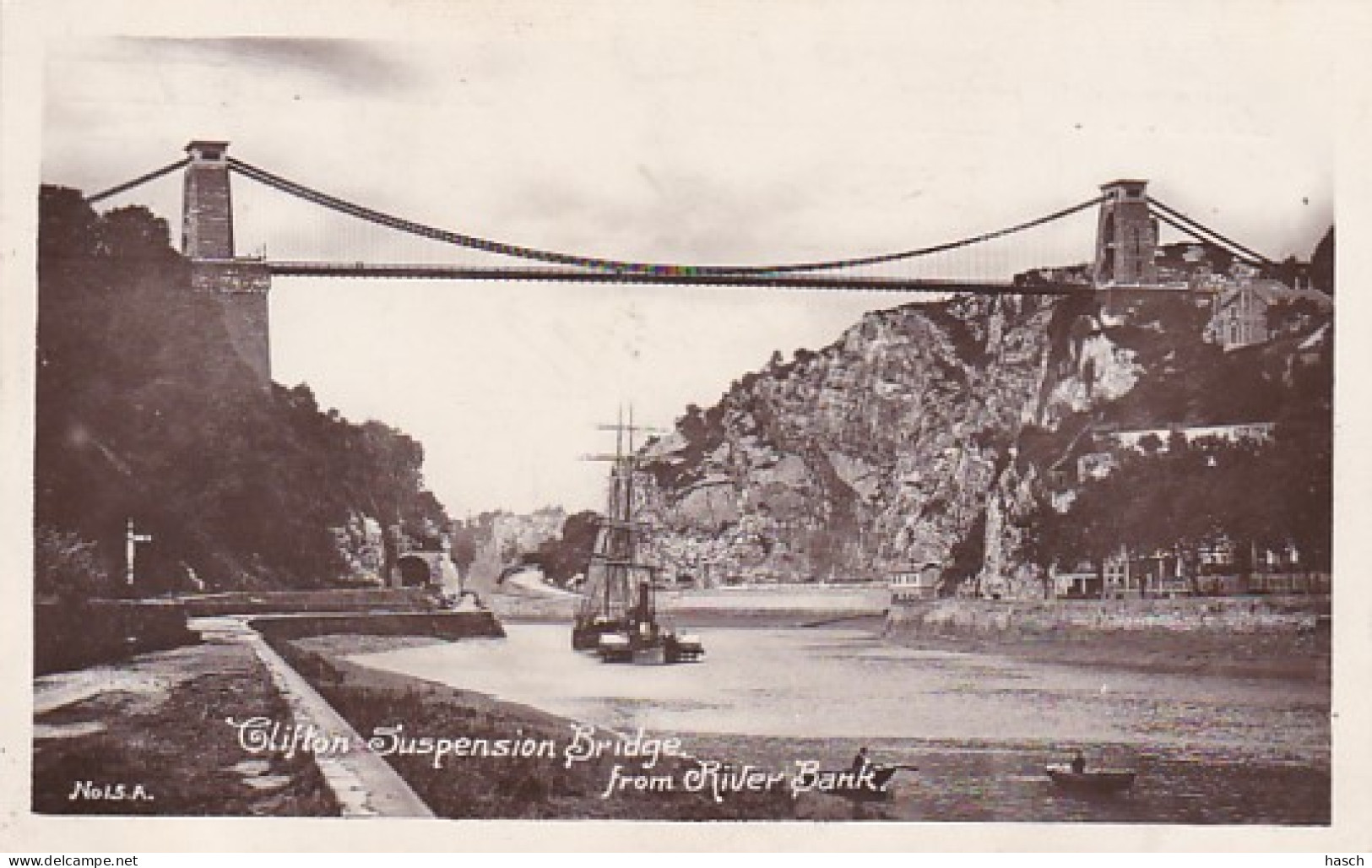 2610218Clifton, Suspension Bridge From River Bank – 1912 (FOTO KAART) - Bristol