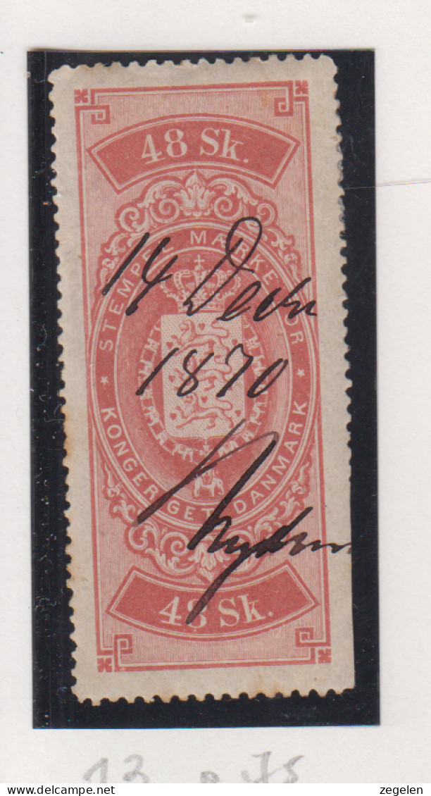 Denemarken Fiskale Zegel Cat. J.Barefoot Stempelmaerke 13 Beschadigd Rechts Onder - Revenue Stamps