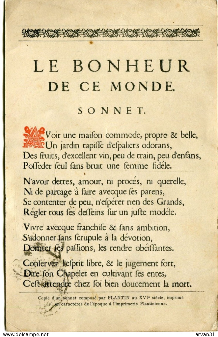 SONNET -  LE BONHEUR De Ce MONDE - - Philosophy