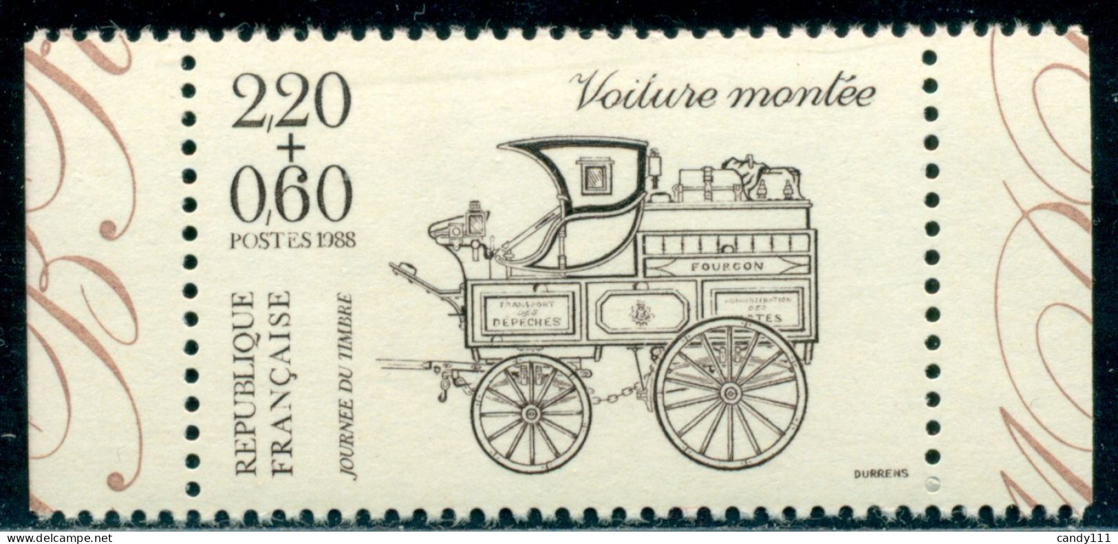 1988 Postal,post Coach,from Booklet,France,2662 Cb,MNH - Postkoetsen