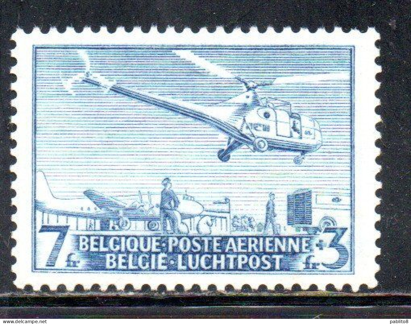 BELGIQUE BELGIE BELGIO BELGIUM 1950 AIR POST MAIL TAX AIRMAIL NATIONAL AEREONAUTICAL COMMITTEE 7fr + 3fr MLH - Mint