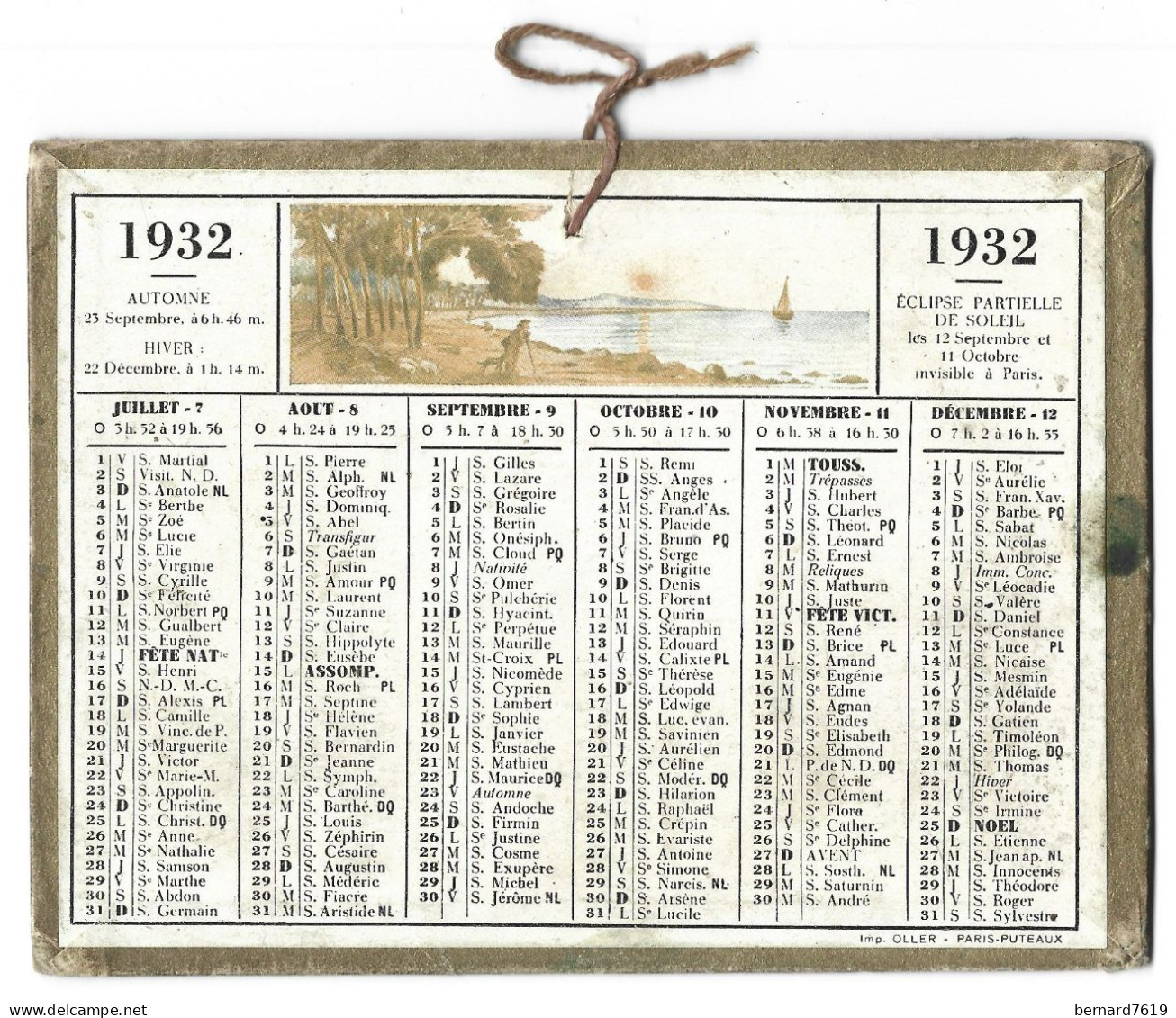 Almanach  Calendrier  P.T.T  -  La Poste -  1932 -  Paysage - Small : 1921-40
