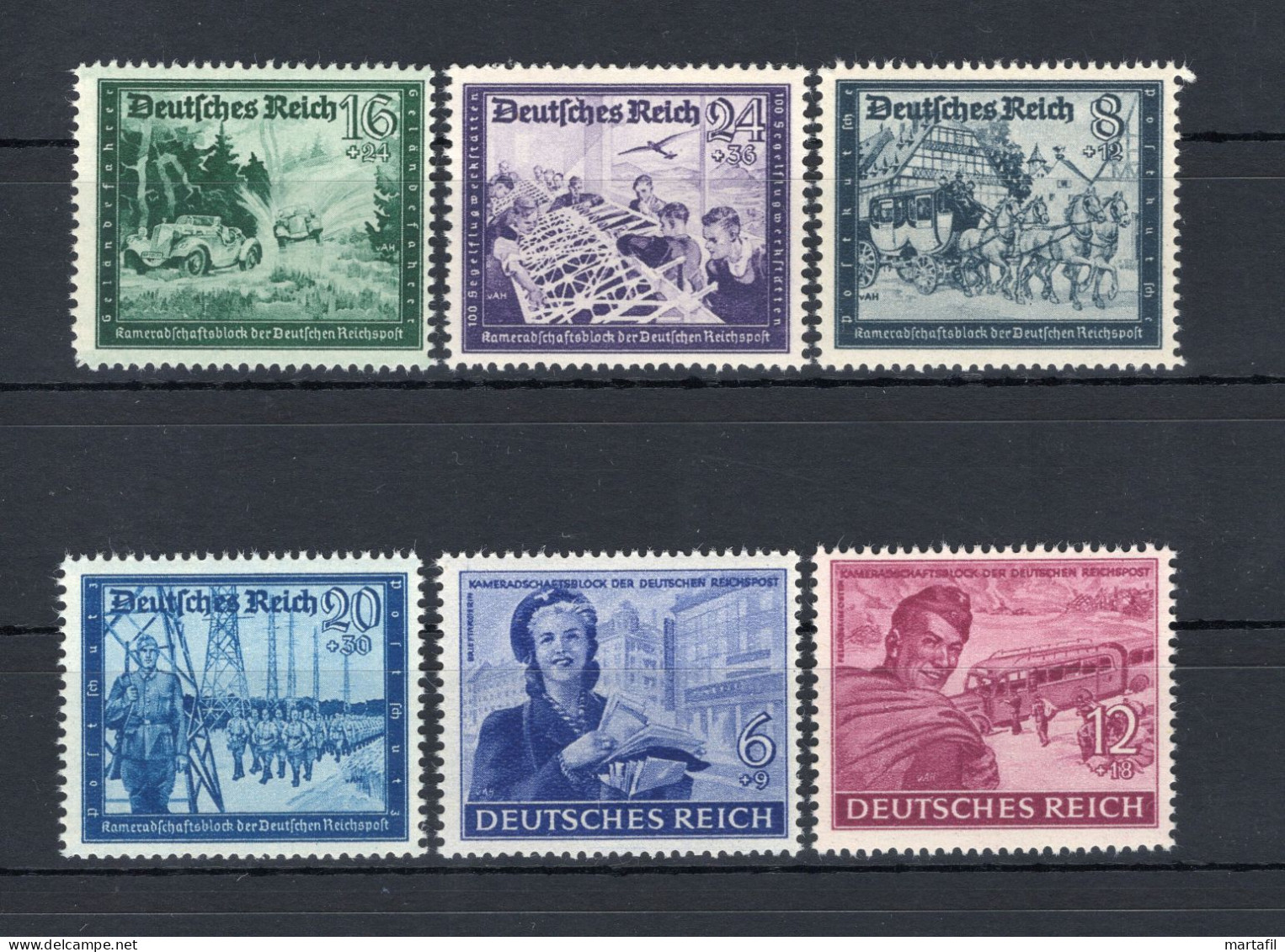 1944 TERZO REICH Germania SET MNH 805/810 Federazione Dei Portalettere - Neufs