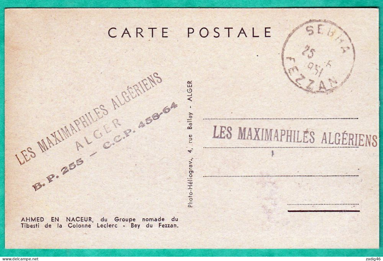 FEZZAN - AHMED EN NACEUR - CARTE MAXIMUM - 2 SCANS - Libia