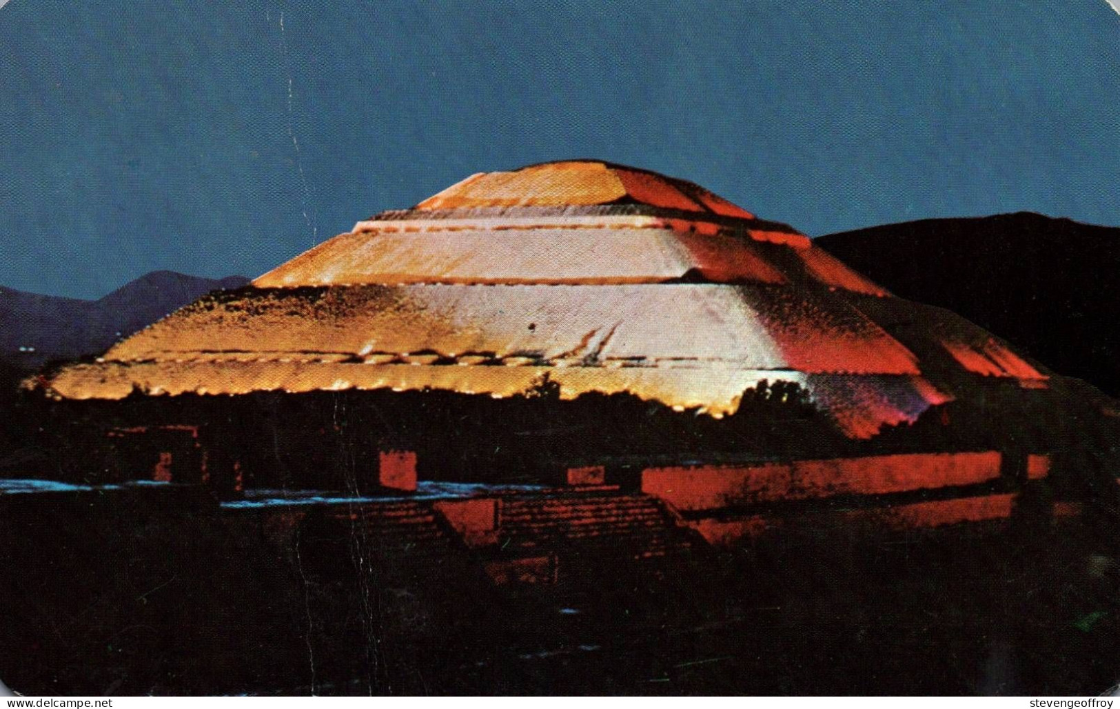 Mexique Mexico Vista Nocturna De La Piramide Del Sol San Juan Teotihuacan  Vue Nocture Pyramide - Mexique