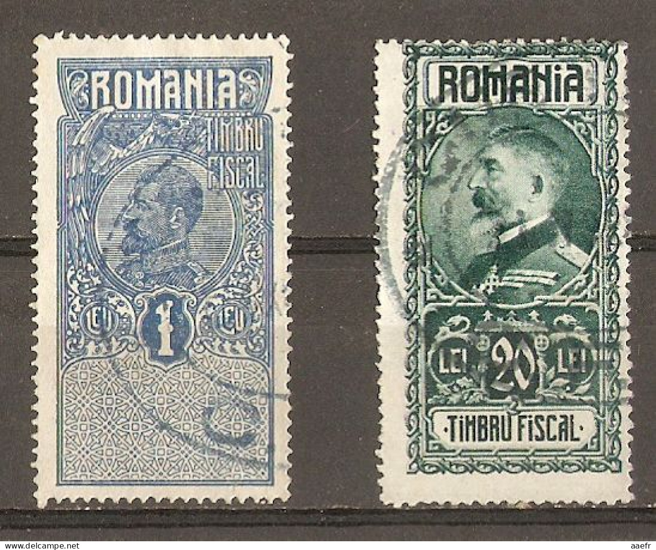 Roumanie - Petit Lot De 2 Timbres Fiscaux - Revenue Stamps - Charles 1er - Ferdinand 1er - Usado