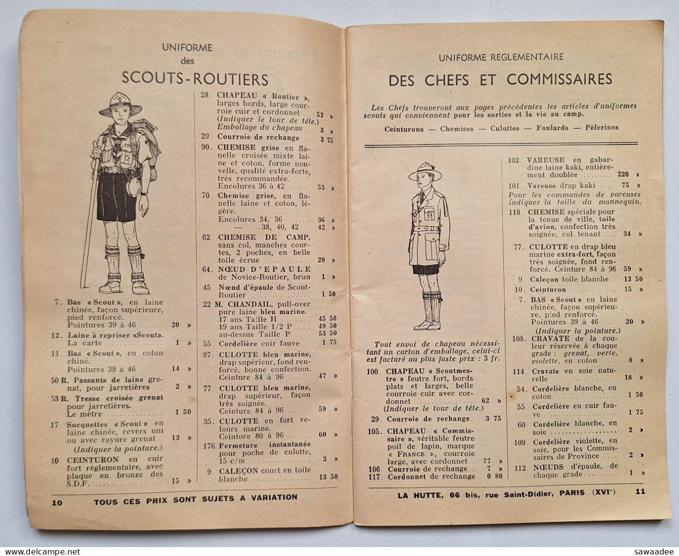 SCOUTISME - FRANCE - CATALOGUE GENERAL LA HUTTE - 1939 - 72 PAGES - Pfadfinder-Bewegung