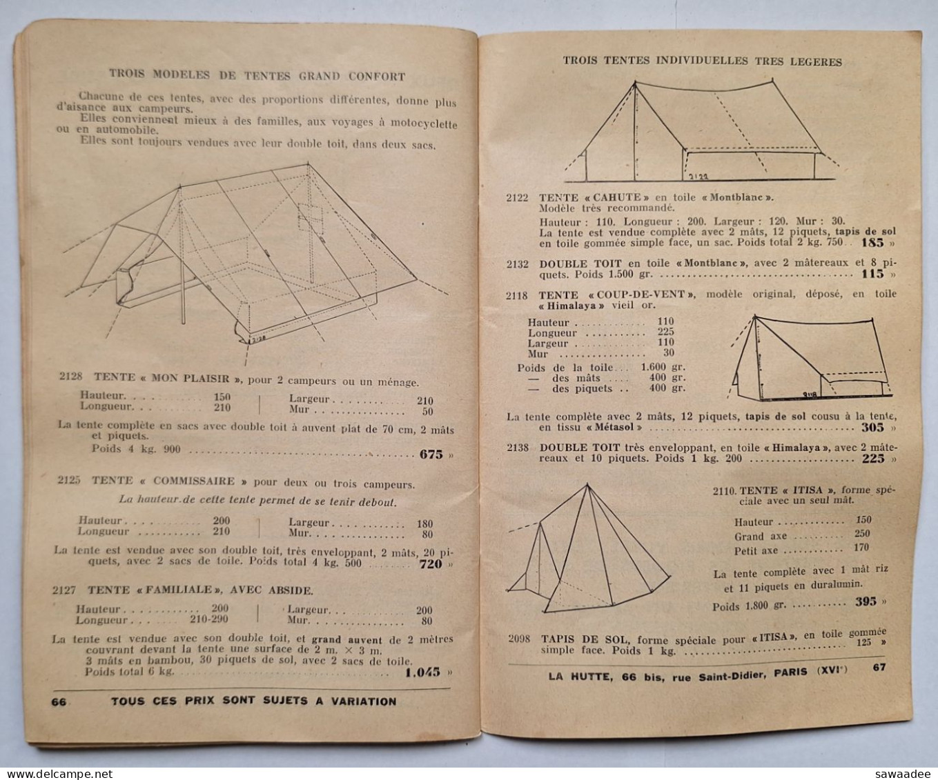 SCOUTISME - FRANCE - CATALOGUE GENERAL LA HUTTE - 1939 - 72 PAGES