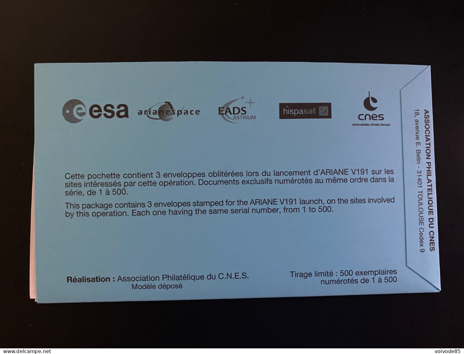 Enveloppes 1er Jour "Fusée Ariane V191" 2009 - CNES - ESA - Ariane 5 - AMAZONAS-2 - COMSATBw-1 - Europa