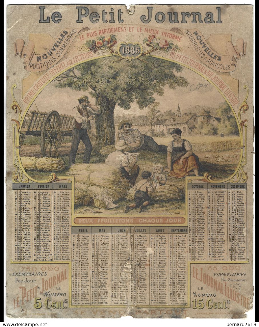 Almanach  Calendrier    La Poste - 1885 - Le Petit Journal Illustre - Tamaño Grande : ...-1900