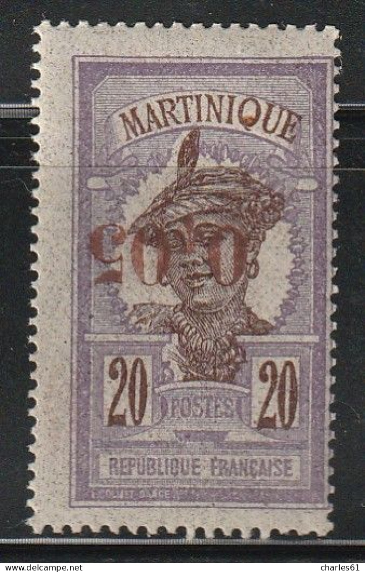 MARTINIQUE - N°106c ** (1924) 5c Sur 20c Violet - Surcharge Renversée. Signé - Neufs