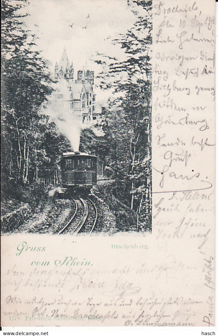 264769Drachenburg, Gruss Vom Rhein 1898 (Mit Zug)  - Petersberg