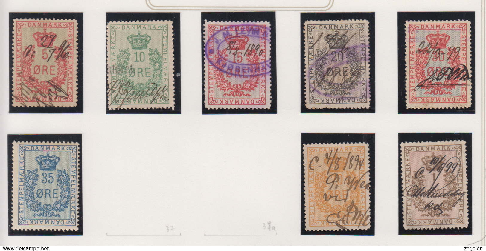 Denemarken Fiskale Zegel Cat. J.Barefoot Stempelmaerke Tussen 31 En 39 - Revenue Stamps