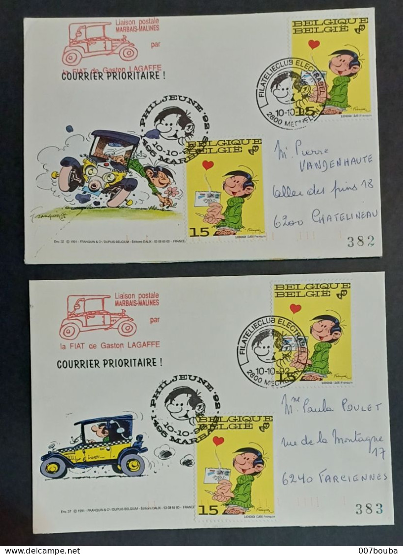 GASTON LAGAFFE / PHILATÉLIE DE LA JEUNESSE 1992 / LOT DE 10 DOCUMENTS - Philabédés (comics)