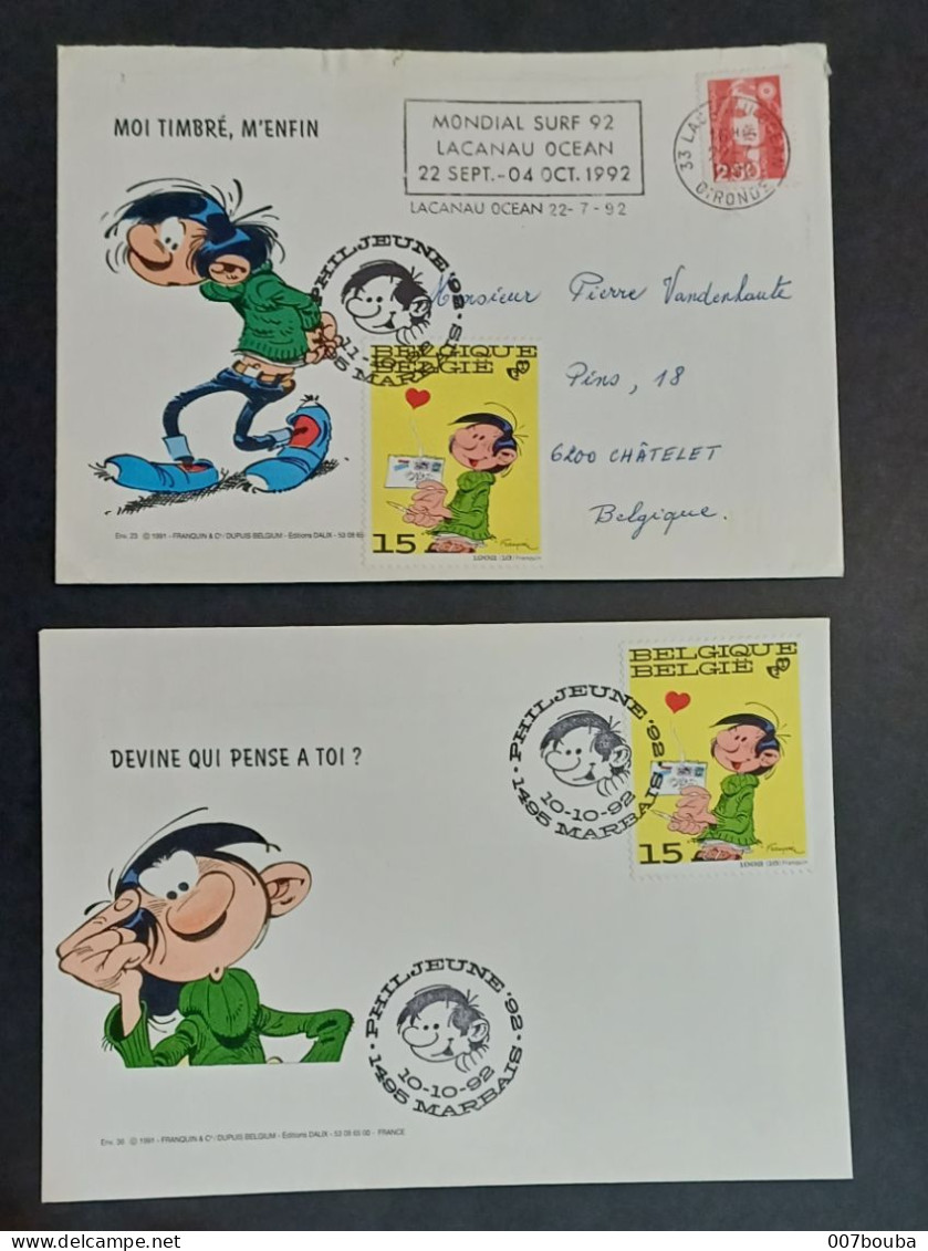 GASTON LAGAFFE / PHILATÉLIE DE LA JEUNESSE 1992 / LOT DE 10 DOCUMENTS - Philabédés (fumetti)