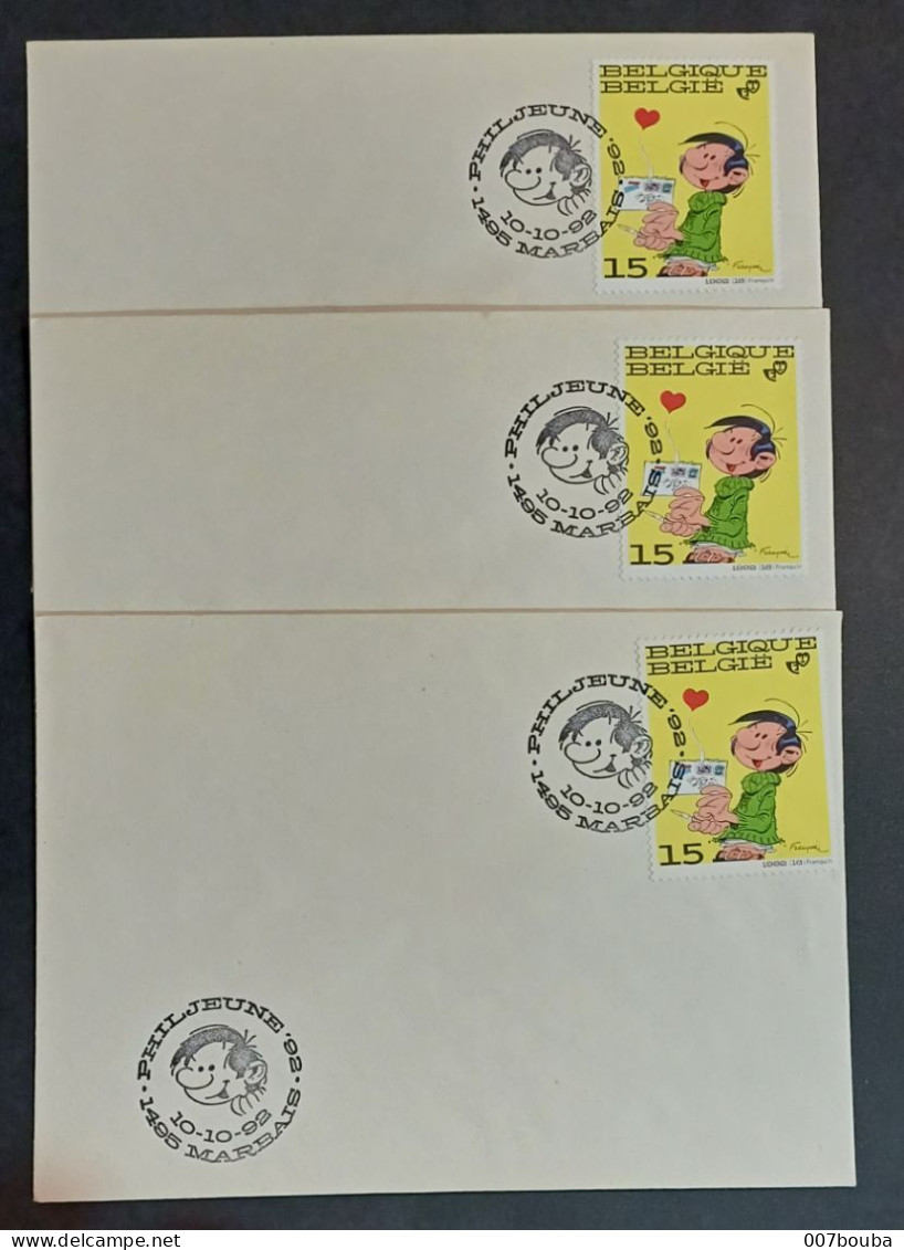 GASTON LAGAFFE / PHILATÉLIE DE LA JEUNESSE 1992 / LOT DE 10 DOCUMENTS - Philabédés (comics)