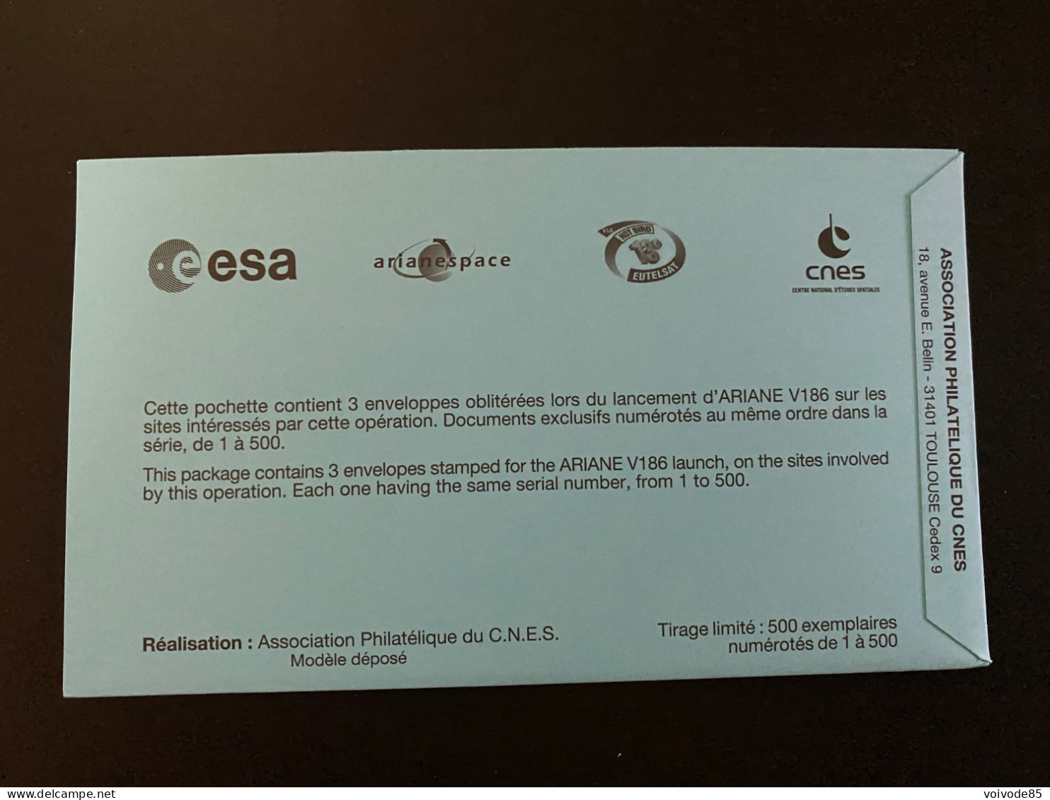 Enveloppes 1er Jour "Fusée Ariane V188" 2008 - CNES - ESA - HOT BIRD 9 - W2M - Europa