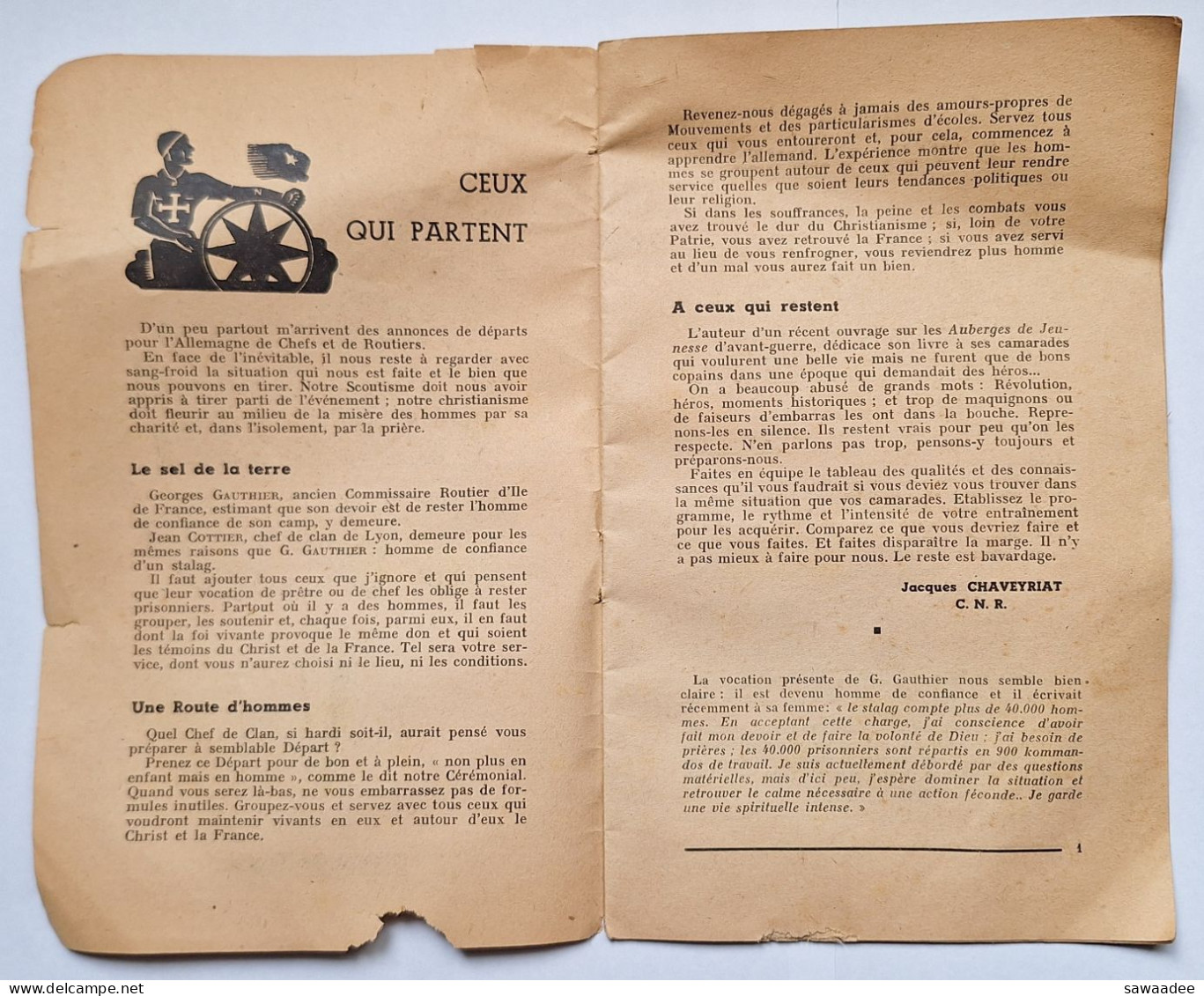 SCOUTISME - FRANCE - LIVRET - LA ROUTE DES COUTS DE FRANCE - TA VOCATION V - 01/03/1943 - 16 PAGES - Pfadfinder-Bewegung