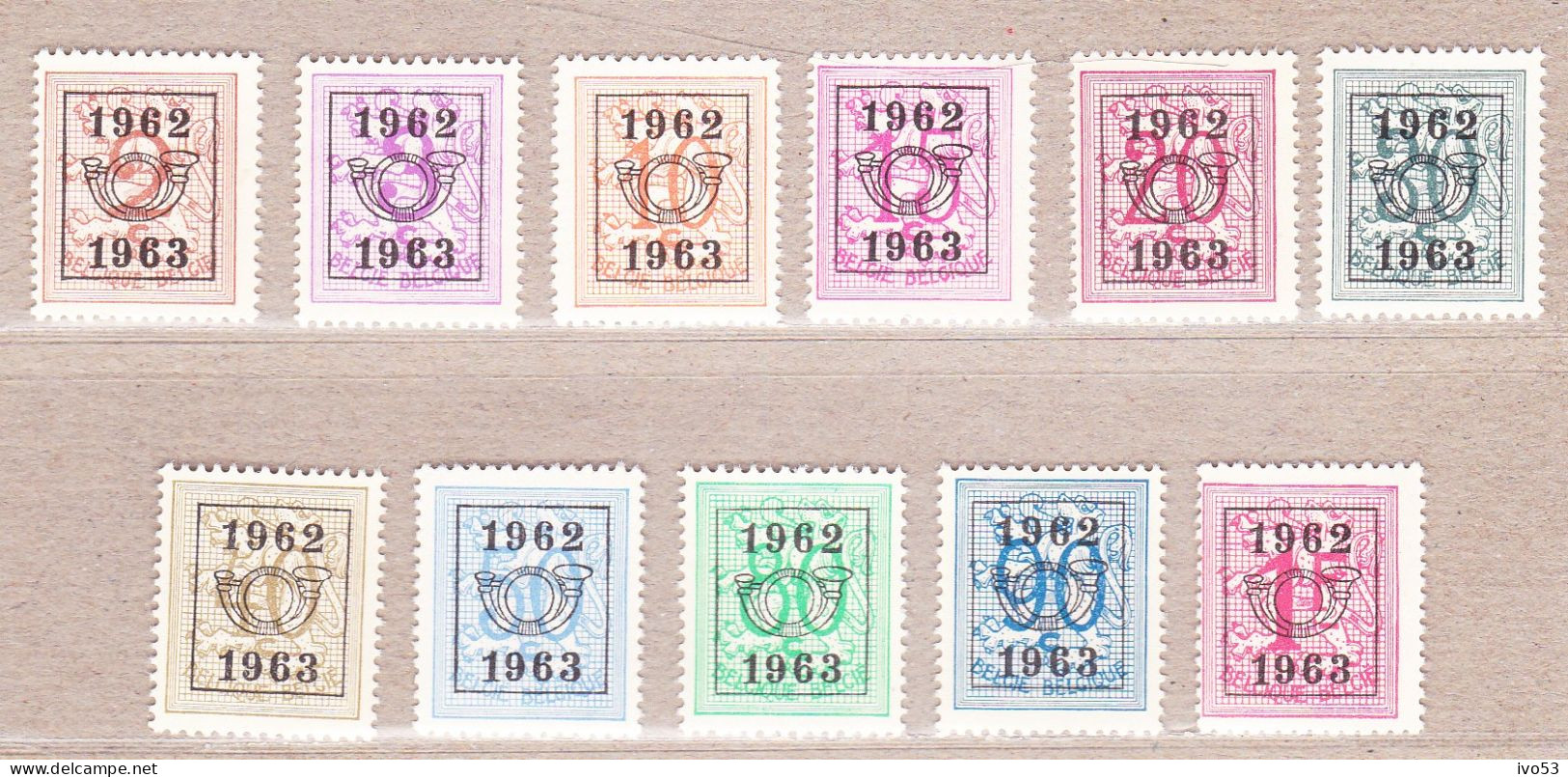 1961 Nr PRE725-35** Zonder Scharnier.Heraldieke Leeuw (55).Opdruk 1962-1963.OBP 14 Euro. - Typos 1951-80 (Ziffer Auf Löwe)