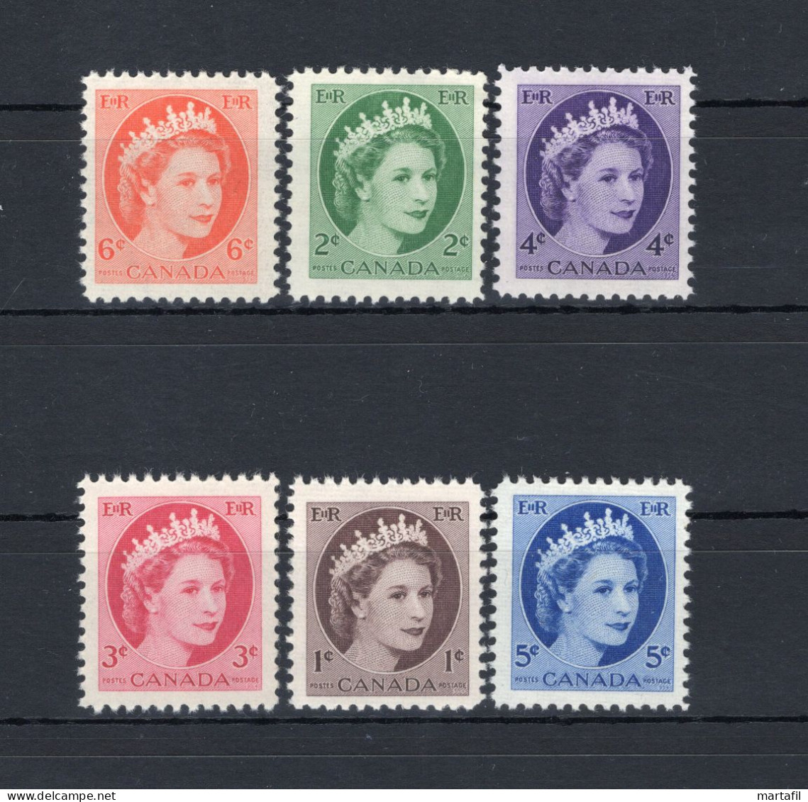 1954 CANADA SET MNH ** 267/272 Serie Ordinaria Elisabetta II - Ongebruikt