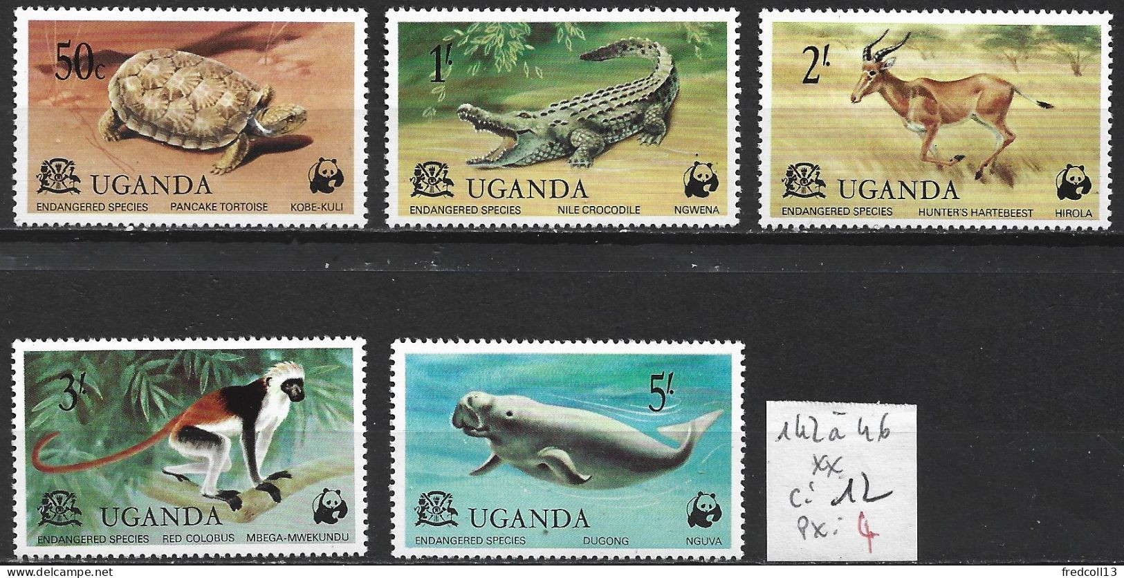 OUGANDA 142 à 46 ** Côte 12 € - Uganda (1962-...)