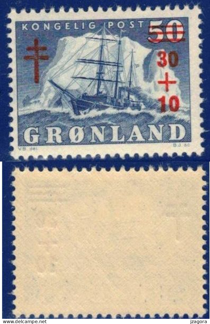 GREENLAND GRÖNLAND GROENLAND 1958 Mi 40 MH (*) Arktisschiff Navire Arctique Arctic Ship Schiff "Gustav Holm" TUBERKULOSE - Unused Stamps