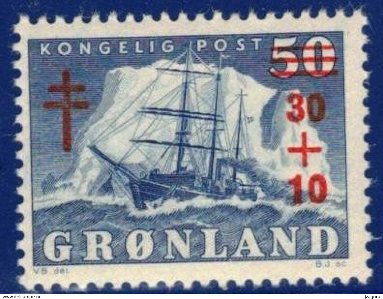 GREENLAND GRÖNLAND GROENLAND 1958 Mi 40 MH (*) Arktisschiff Navire Arctique Arctic Ship Schiff "Gustav Holm" TUBERKULOSE - Neufs